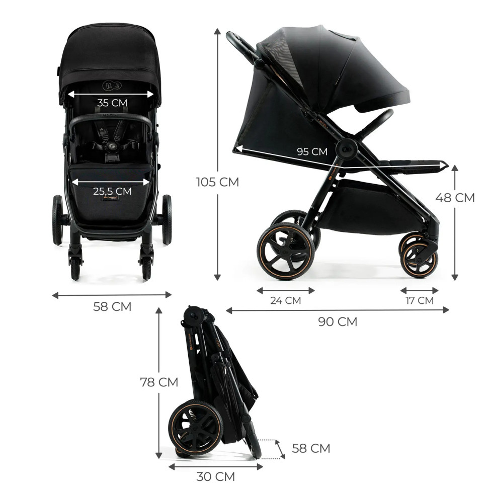 Детская прогулочная коляска Mitzy Ink Black Kinderkraft KSMITZ00BLK0000