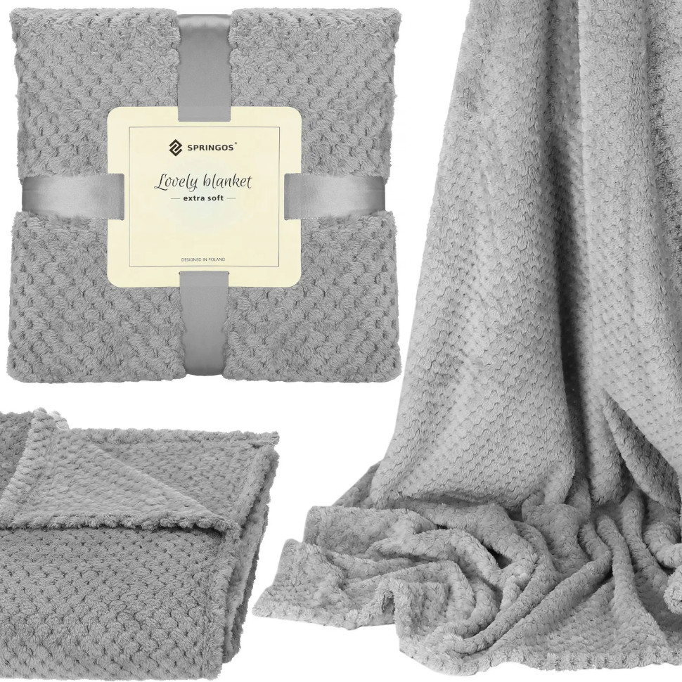Плед-покрывало Extra Soft Springos HA7091 темно-серый 150x200 см