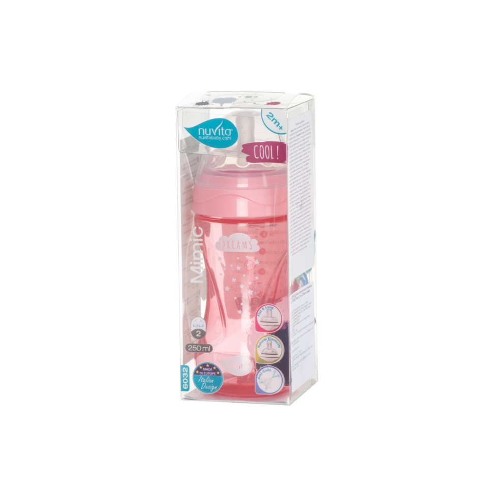 Дитяча пляшечка Nuvita 6032 Mimic Cool 250мл 3+ Антиколікова рожева NV6032PINK