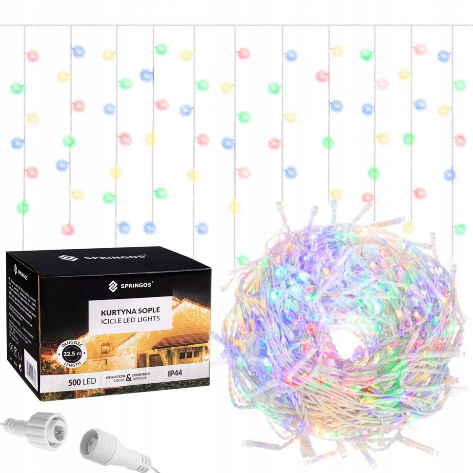 Гірлянда бахрома вулична Springos CL503, 20 м 500 LED, Mix