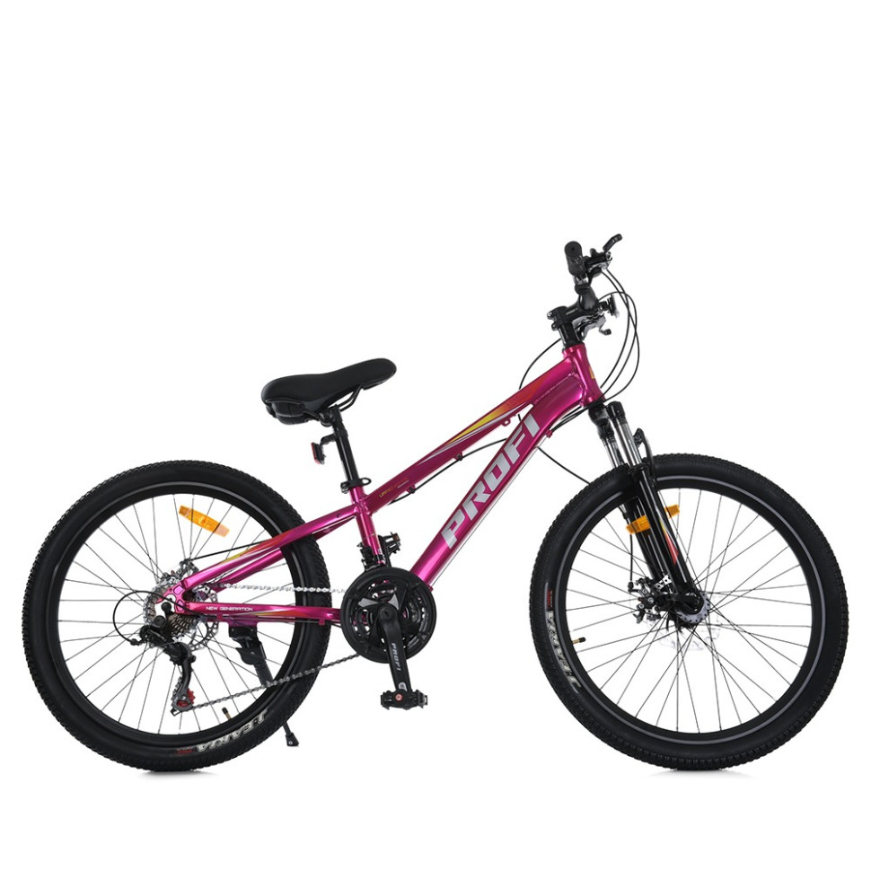 Велосипед PROF1 MTB2401-3, 24 дюймов, алюминиевая рама 11 Shimano 21SP фуксия