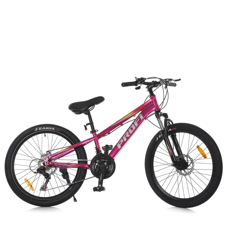 Велосипед PROF1 MTB2401-3, 24 дюймов, алюминиевая рама 11 Shimano 21SP фуксия
