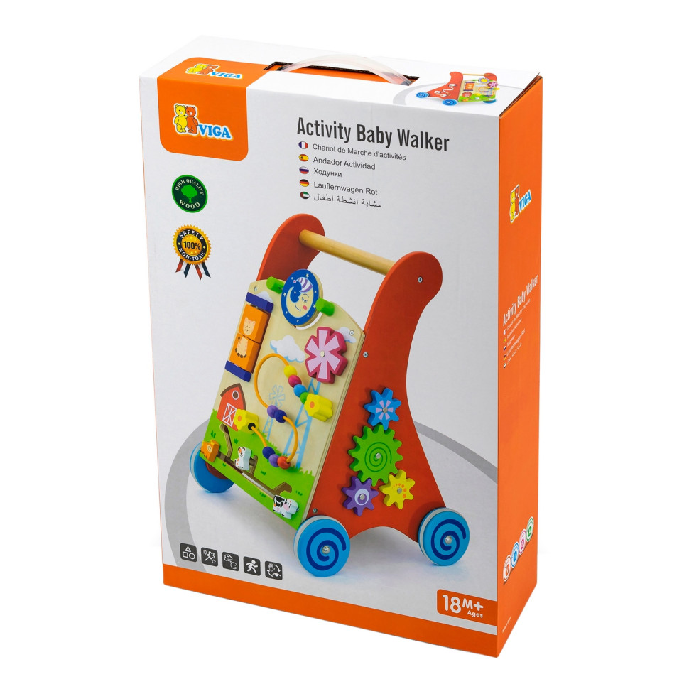 Детские ходунки-каталка Viga Toys 50950 с бизибордом