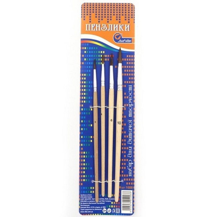 Набір художніх пензликів Bambi DSCN1688 в наборі 4 штуки