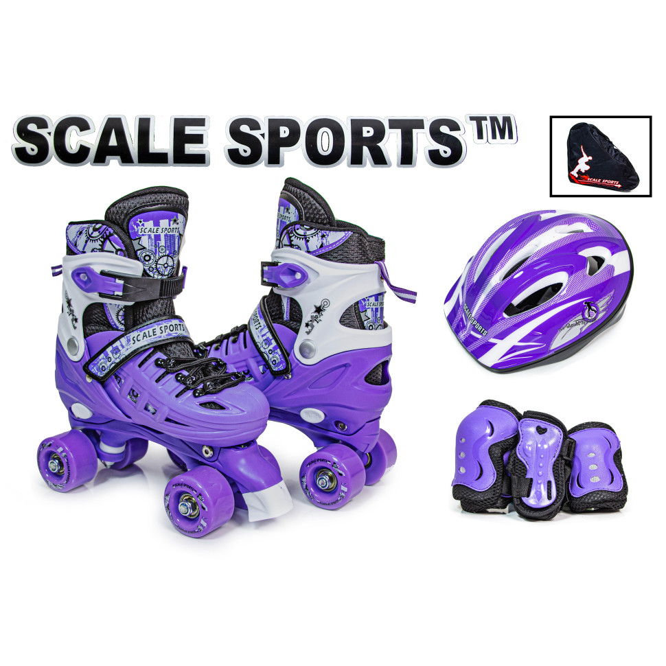 Дитячі ролики-квади та шолом з захистом Scale Sport 578909847 фіолетовий, розмір 29-33