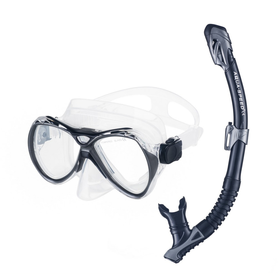Набор маска и трубка MANUS + BORNEO Aqua Speed 606-07 черный, OSFM