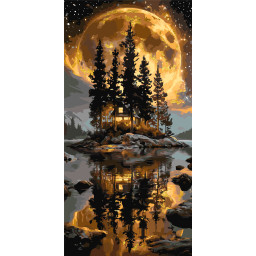 Картина по номерам "Дом в лесу" Origami LW5184 с красками металлик 40х80 см Картина по номерам "Дом в лесу" Origami LW5184 с красками металлик 40х80 см