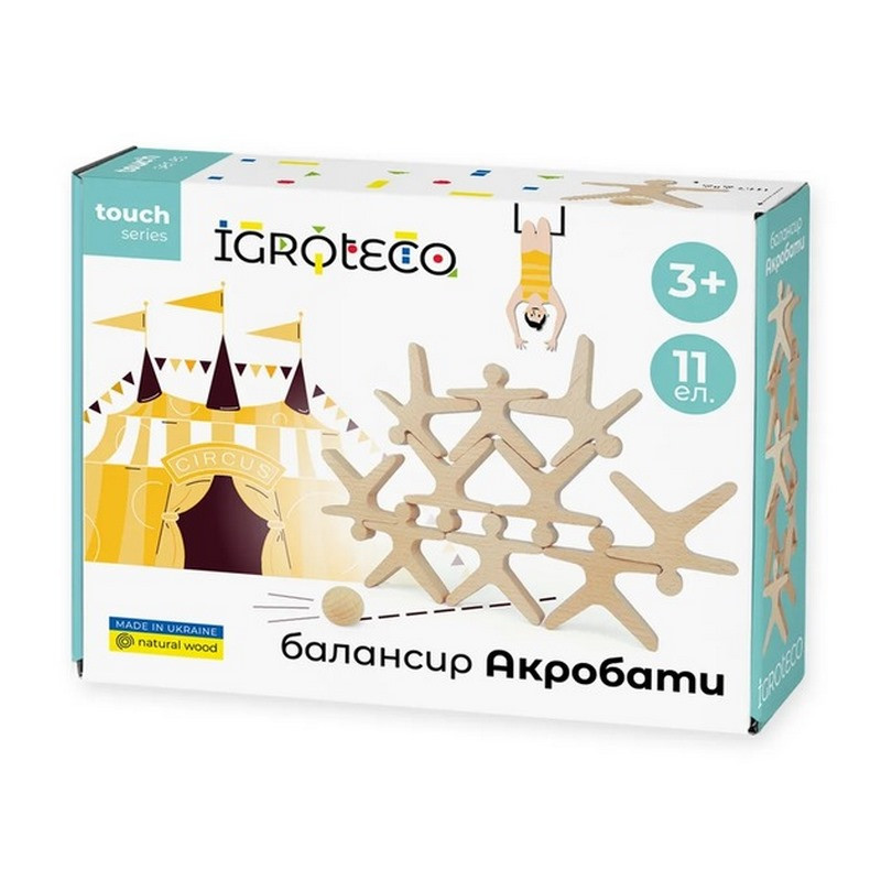 Детская развивающая игра балансир «Акробаты» Igroteco 900491, 11 элементов