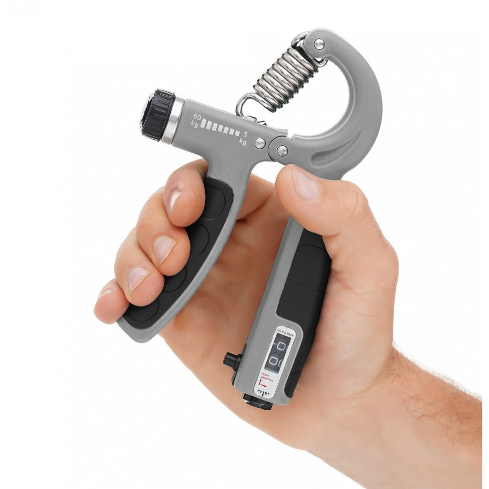 Эспандер кистевой с регулируемой нагрузкой и счетчиком Cornix XR-0268 Grey/Black 5-60 кг