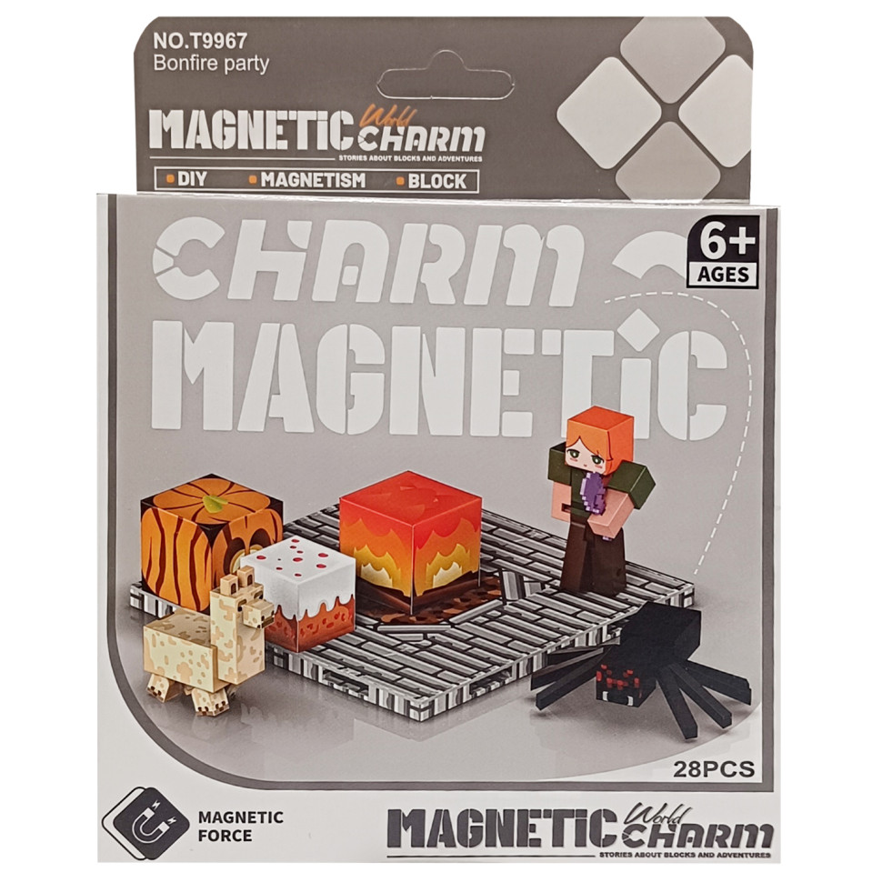 Детский магнитный конструктор Minecraft Bambi 9967, 28 деталей