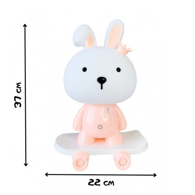 Ночник детский «Зайчик на скейте» Mega Zayka MGZ-1407(Pink) питание от USB