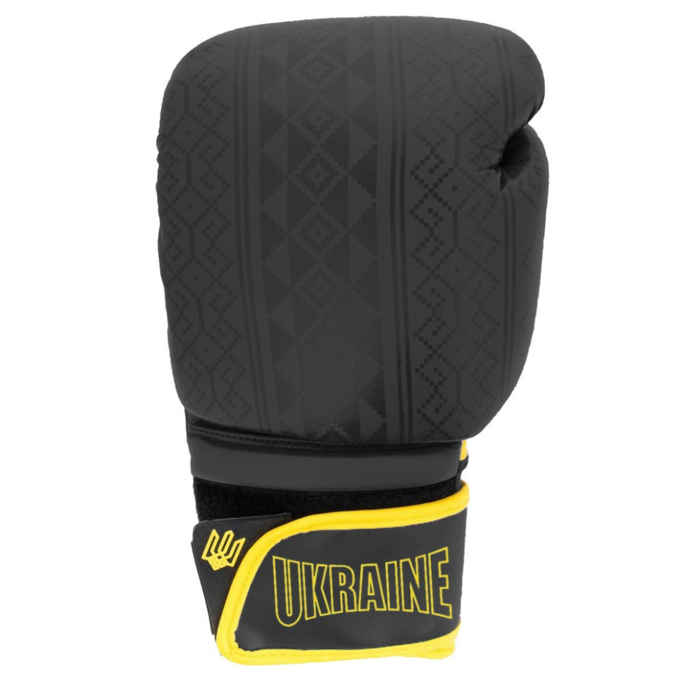 Боксерські рукавиці 3021 Ukraine PowerPlay PP_3021_16oz_Black/Yellow, розмір 16 унцій