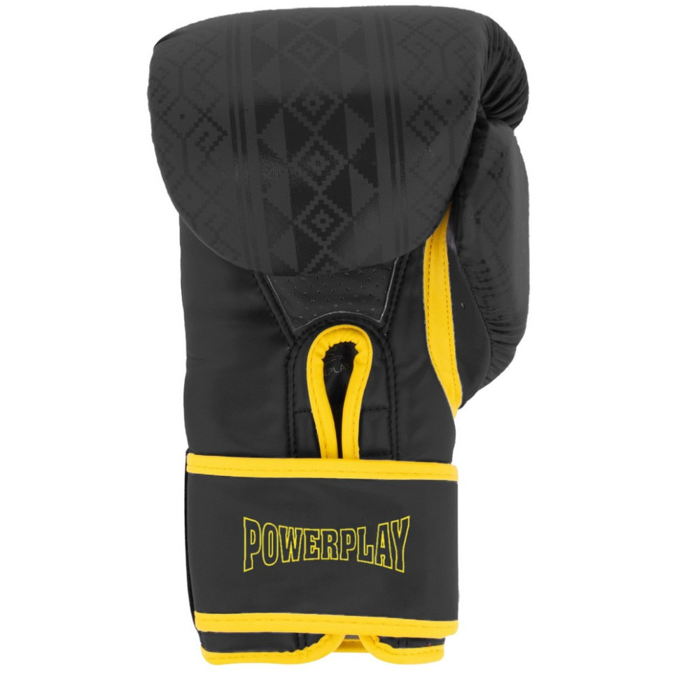 Боксерські рукавиці 3021 Ukraine PowerPlay PP_3021_16oz_Black/Yellow, розмір 16 унцій
