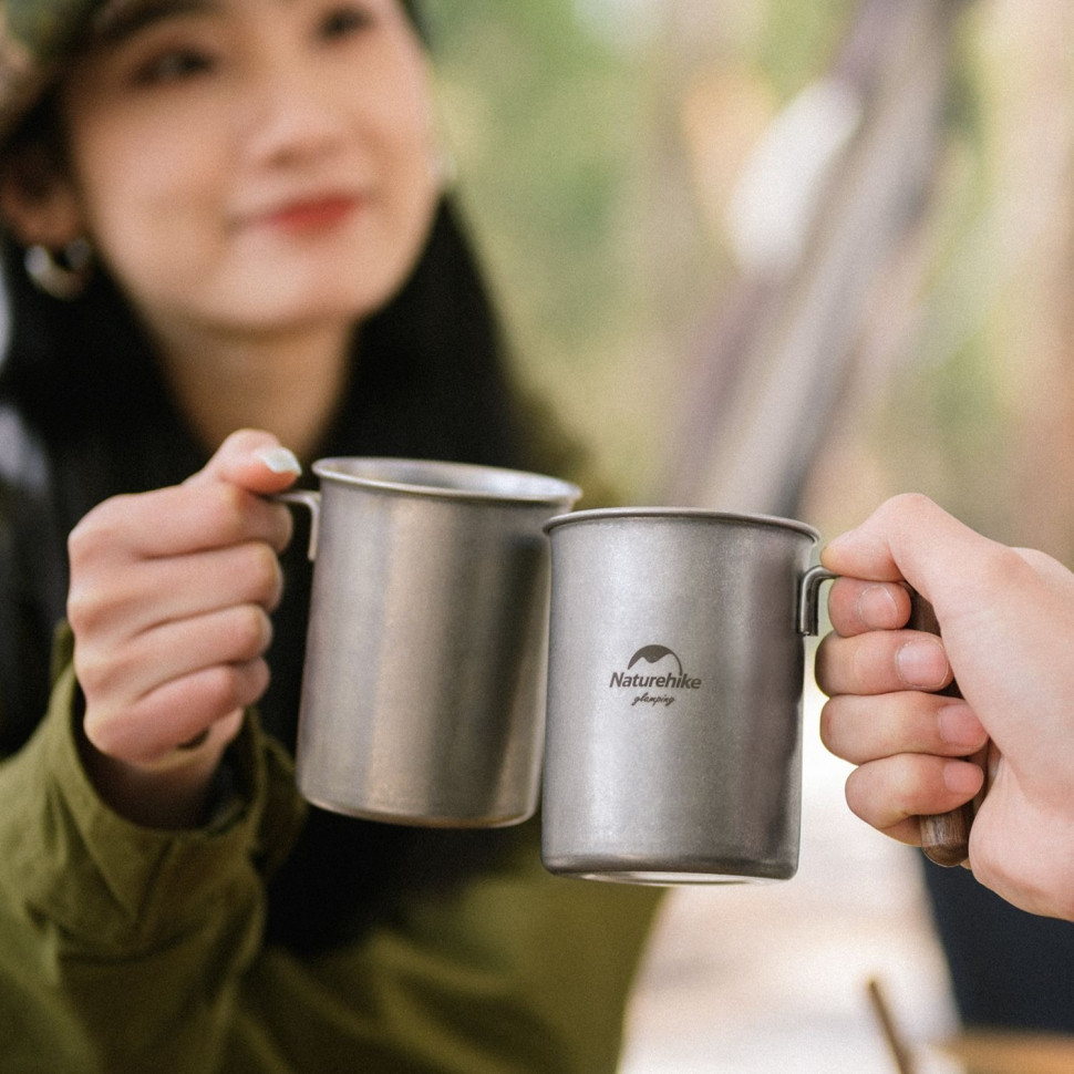 Кружка с деревянной ручкой Naturehike NH21SJ001 6927595784594 нержавеющая сталь 350 мл
