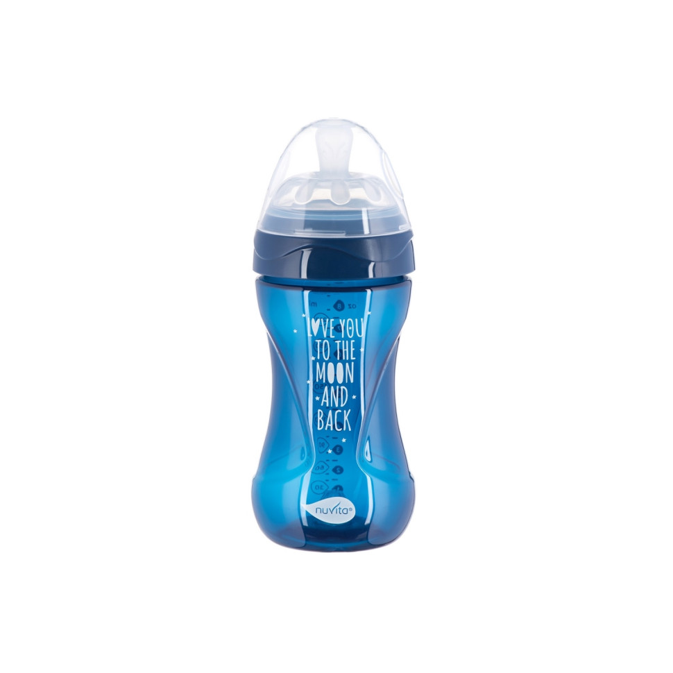 Дитяча пляшечка Nuvita 6032 Mimic Cool 250мл 3+ Антиколікова темно-синя NV6032NIGHTBLUE