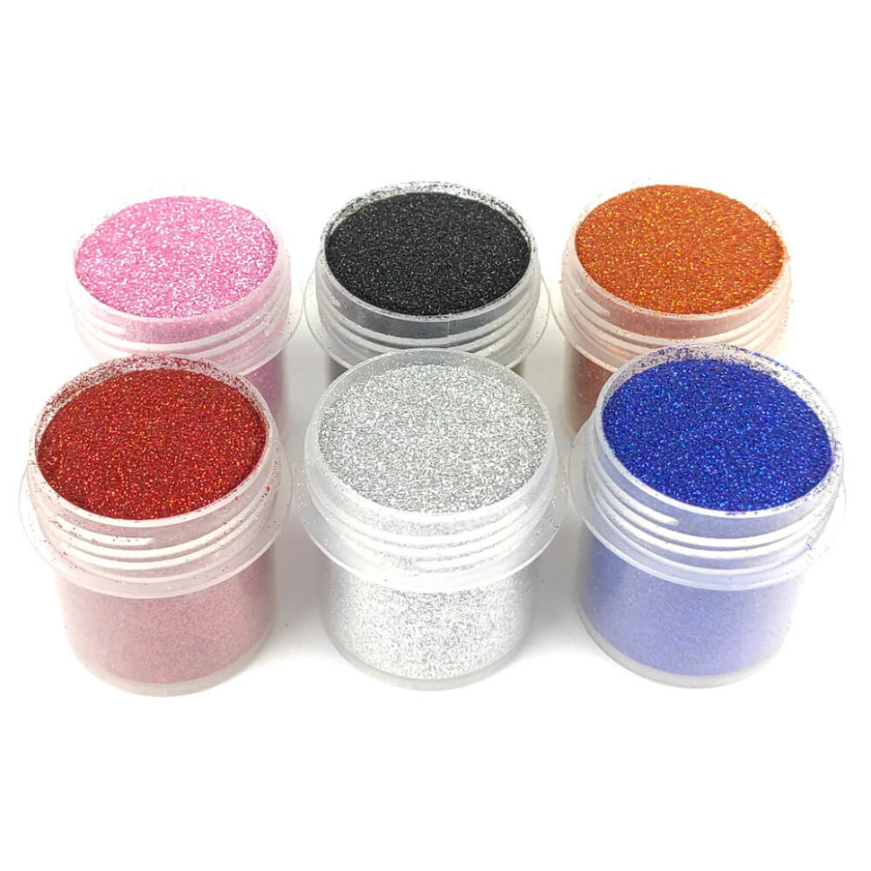 Набор глиттера для био-тату «№1 Большой» Fresh Tattoo glitter-set-big-6x-1, 6 цветов по 12 мл