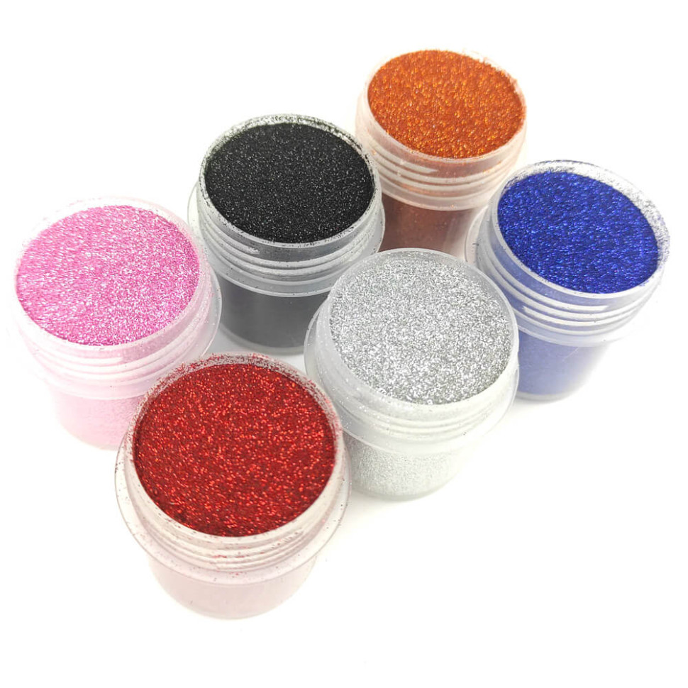 Набор глиттера для био-тату «№1 Большой» Fresh Tattoo glitter-set-big-6x-1, 6 цветов по 12 мл
