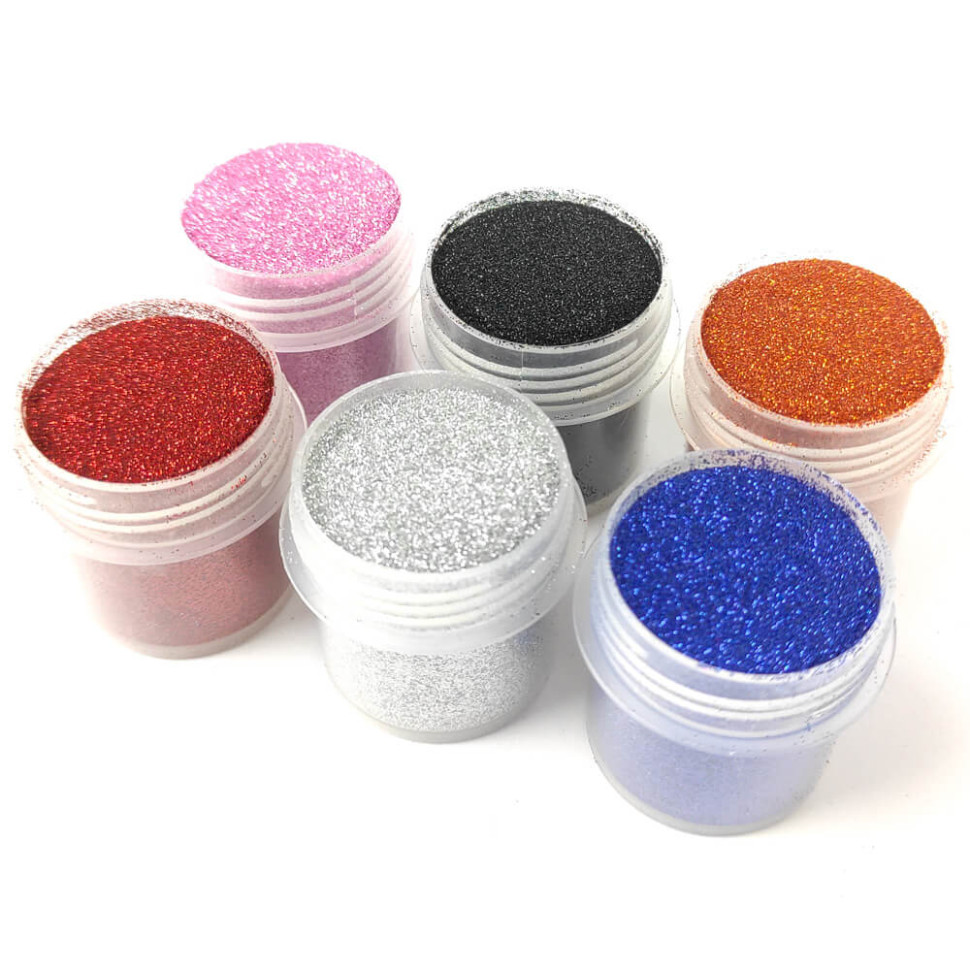 Набор глиттера для био-тату «№1 Большой» Fresh Tattoo glitter-set-big-6x-1, 6 цветов по 12 мл