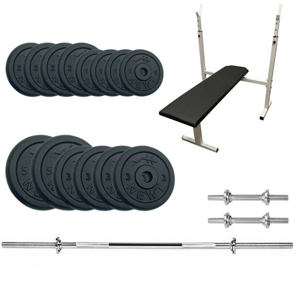 Скамья для жима с набором штанга и гантелей Stadard Set-STH Home Newt NE-M-STH-SET-45, 45 кг