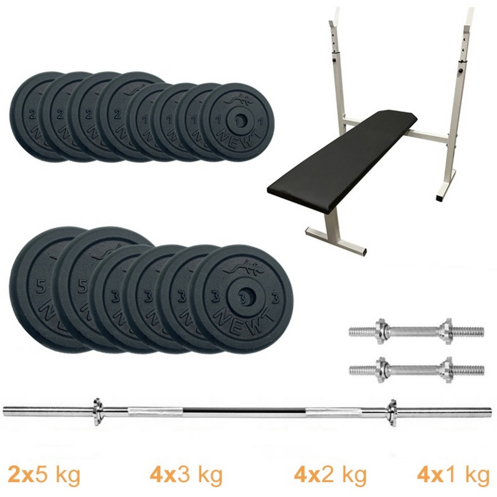 Скамья для жима с набором штанга и гантелей Stadard Set-STH Home Newt NE-M-STH-SET-45, 45 кг