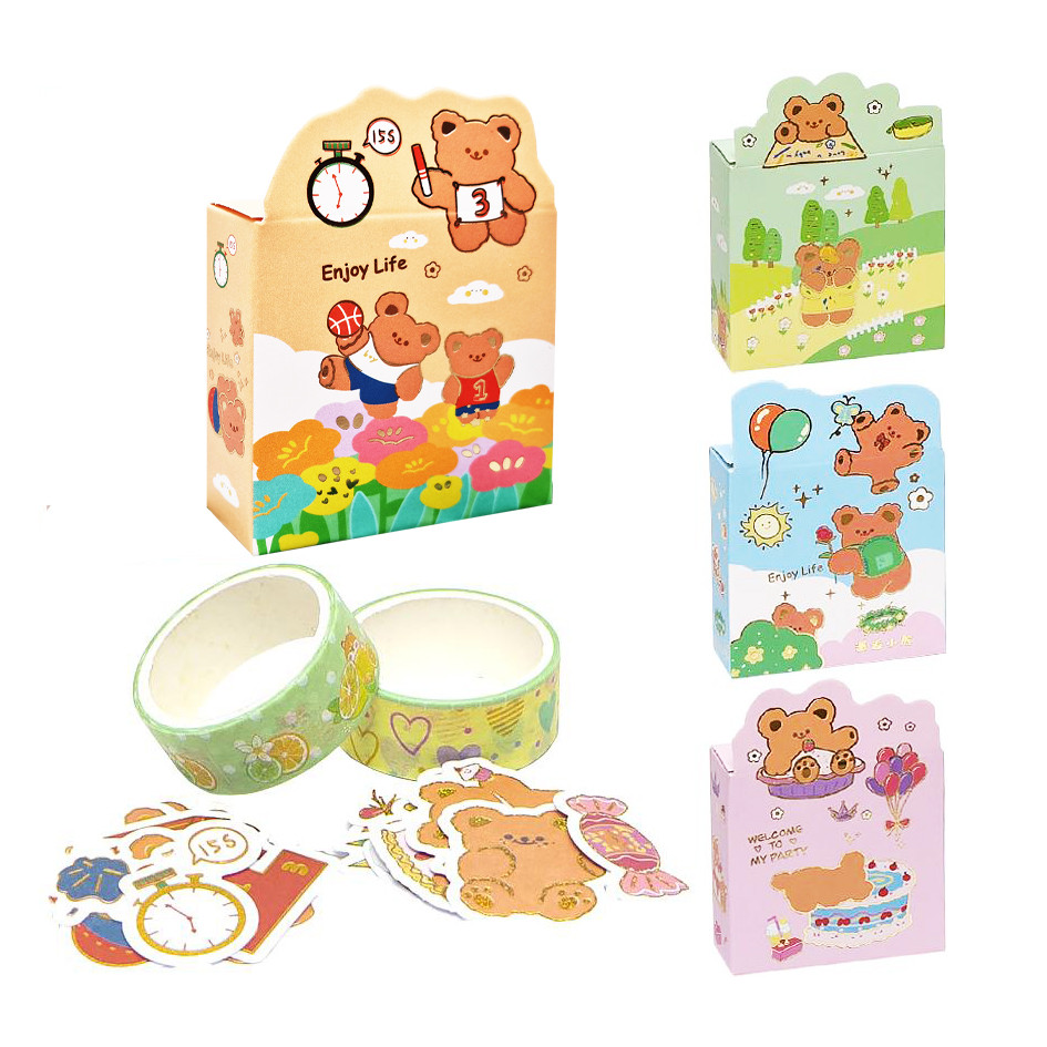 Скотч декоративный с наклейками Bambi XM-JD2233-2, 20 наклеек 