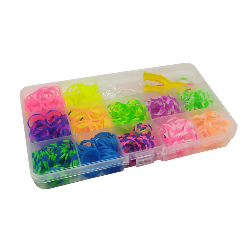 Набор резинок для плетения браслетов в коробке PR536, 600 шт
