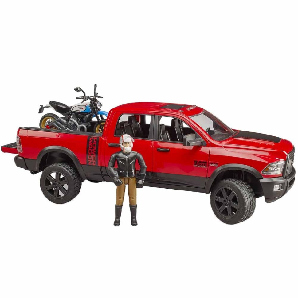 Набір іграшковий позашляховик Dodge RAM 2500 Bruder 02502 з мотоциклістом