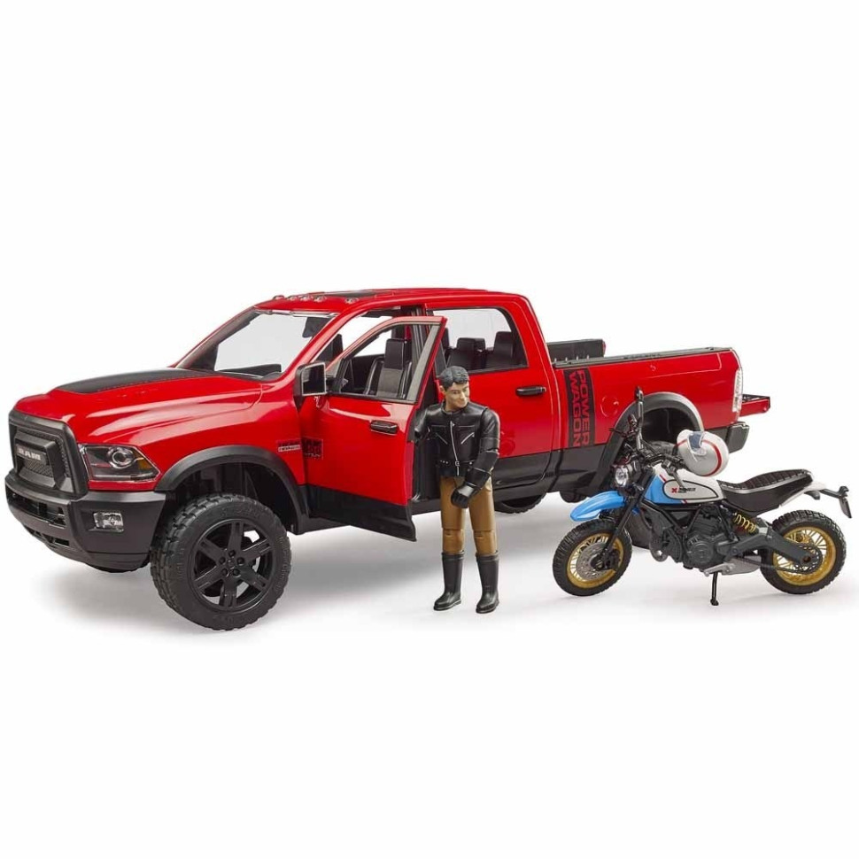 Набір іграшковий позашляховик Dodge RAM 2500 Bruder 02502 з мотоциклістом