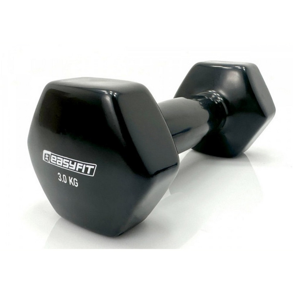 Гантель для фитнеса с виниловым покрытием EasyFit EF-0030-V, черная 3.0 кг
