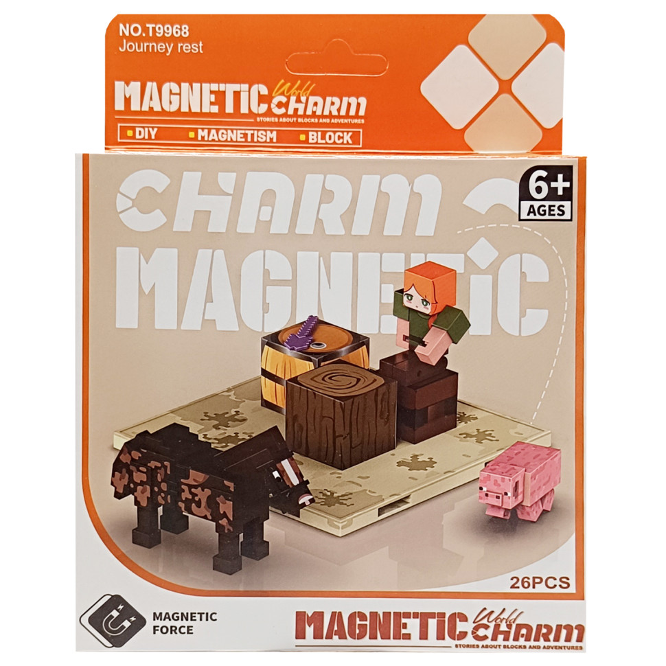 Детский магнитный конструктор Minecraft Bambi 9968, 26 деталей