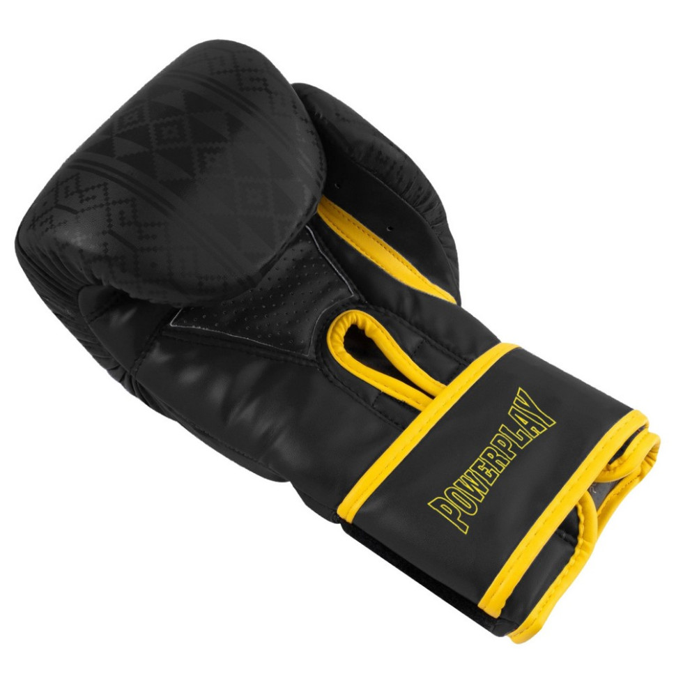 Боксерские перчатки 3021 Ukraine PowerPlay PP_3021_8oz_Black/Yellow, размер 8 унций