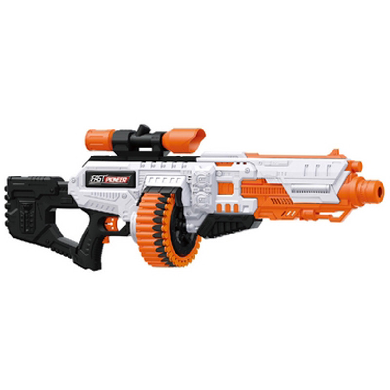 Игрушечный пулемет автоматический Blaster BIG522 барабан на батарейках с мягкими патронами
