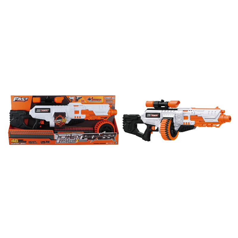 Игрушечный пулемет автоматический Blaster BIG522 барабан на батарейках с мягкими патронами