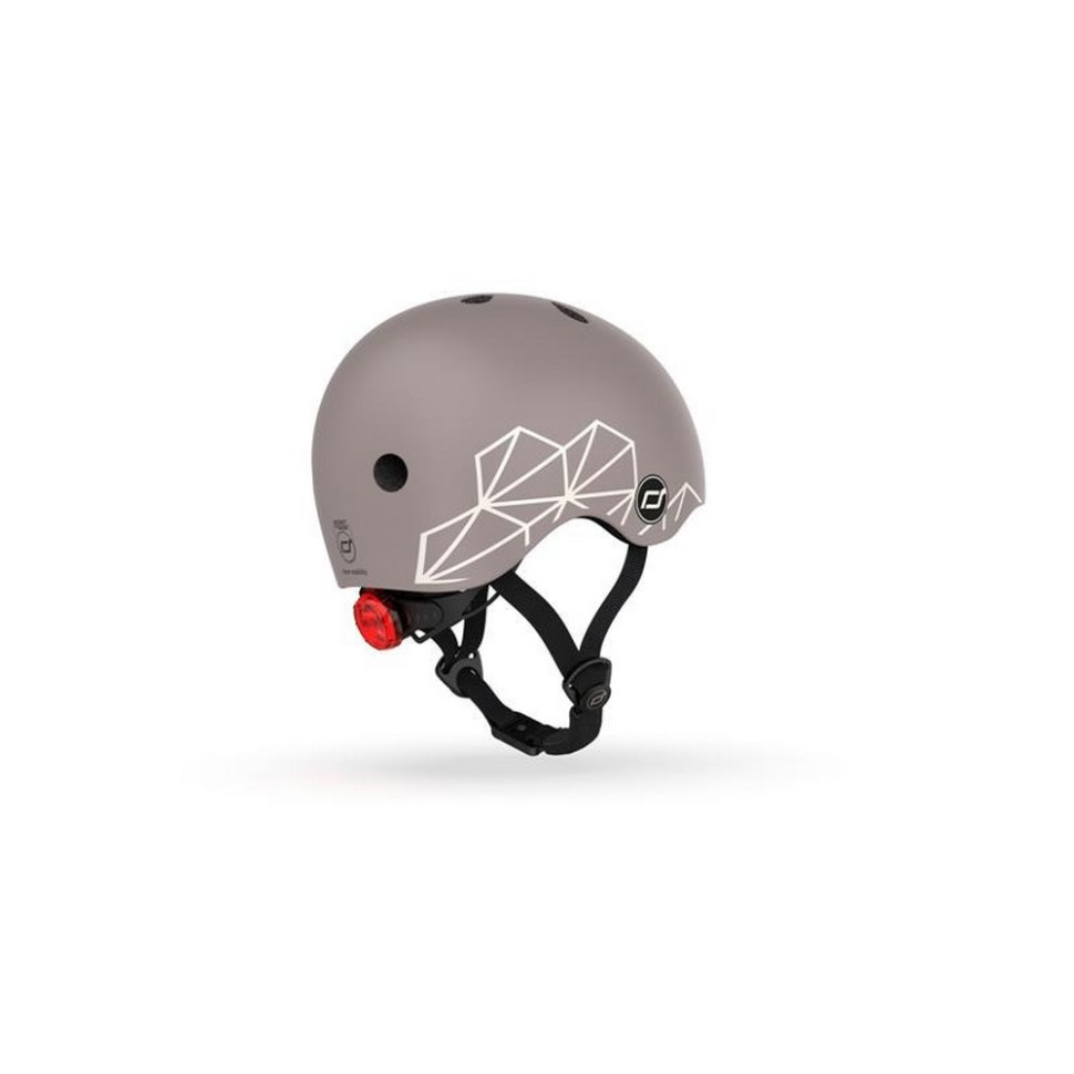 Шолом захисний дитячий Scoot and Ride SR-181206-BROWNLINES, коричневий, з ліхтариком, 45-51 см