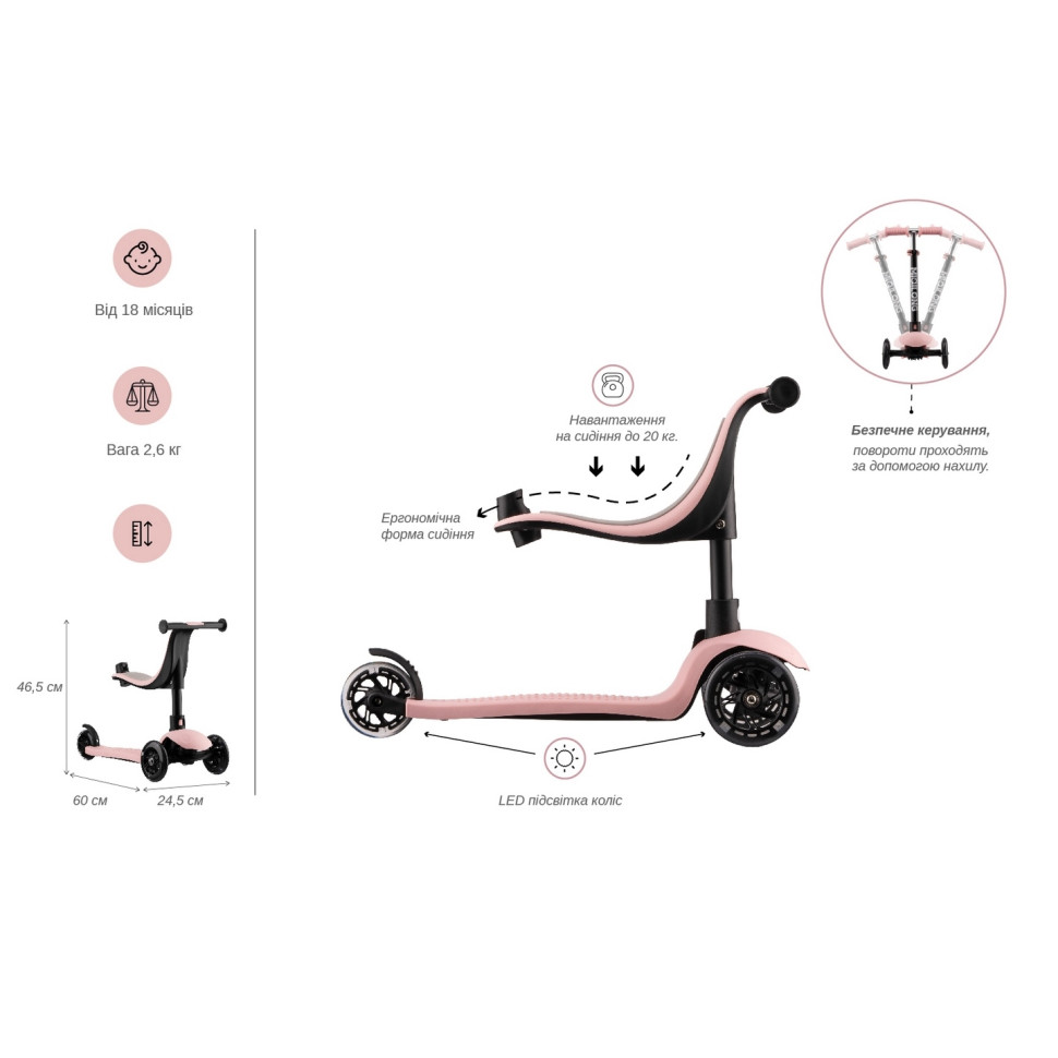 Самокат Miqilong Alamo Розовый ALAMO-125-PINK