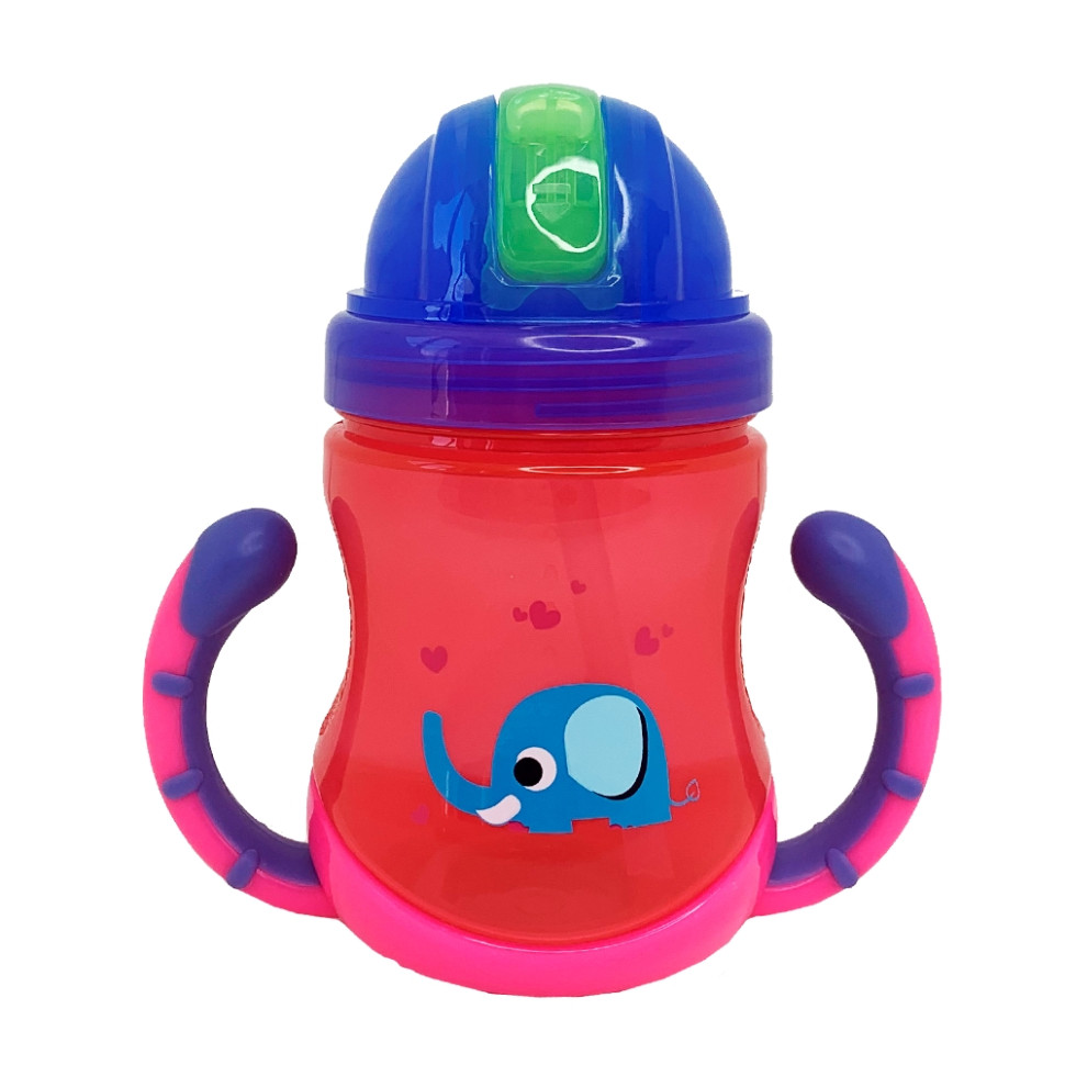Поільник дитячий з трубочкою Неон Mega Zayka MGZ-0300(Pink) 270 мл