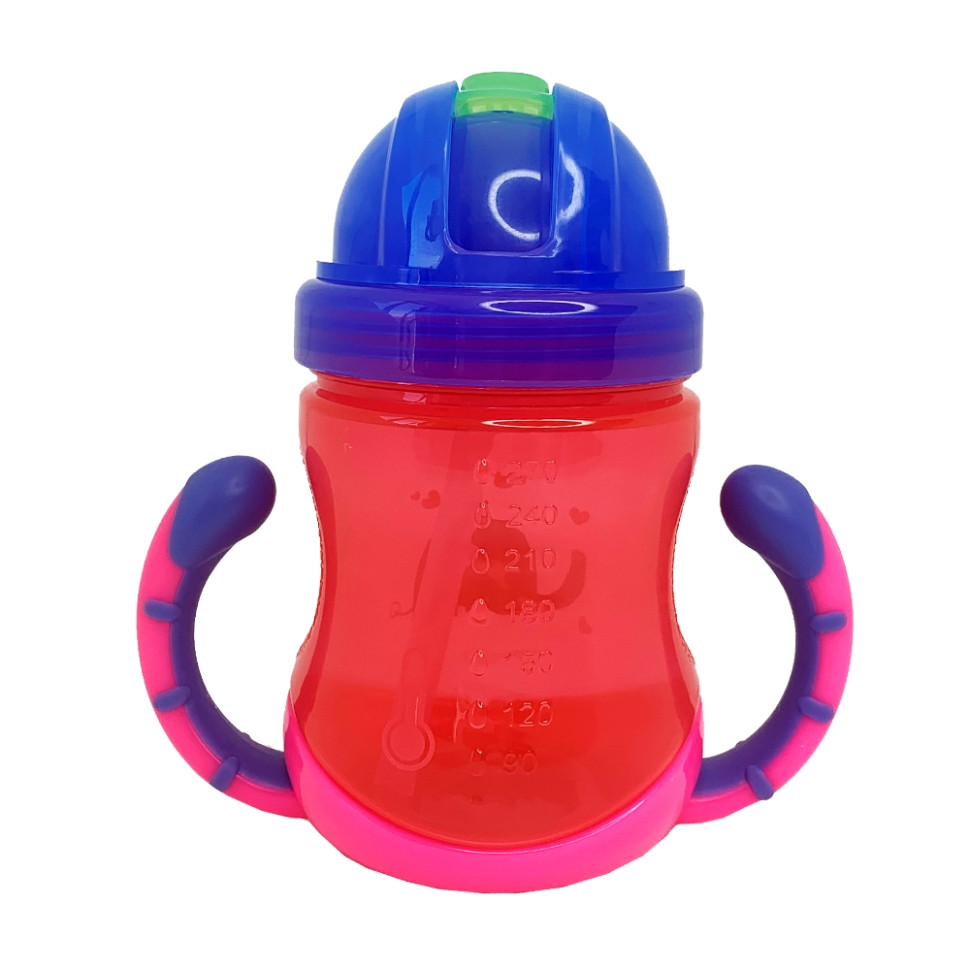 Поільник дитячий з трубочкою Неон Mega Zayka MGZ-0300(Pink) 270 мл