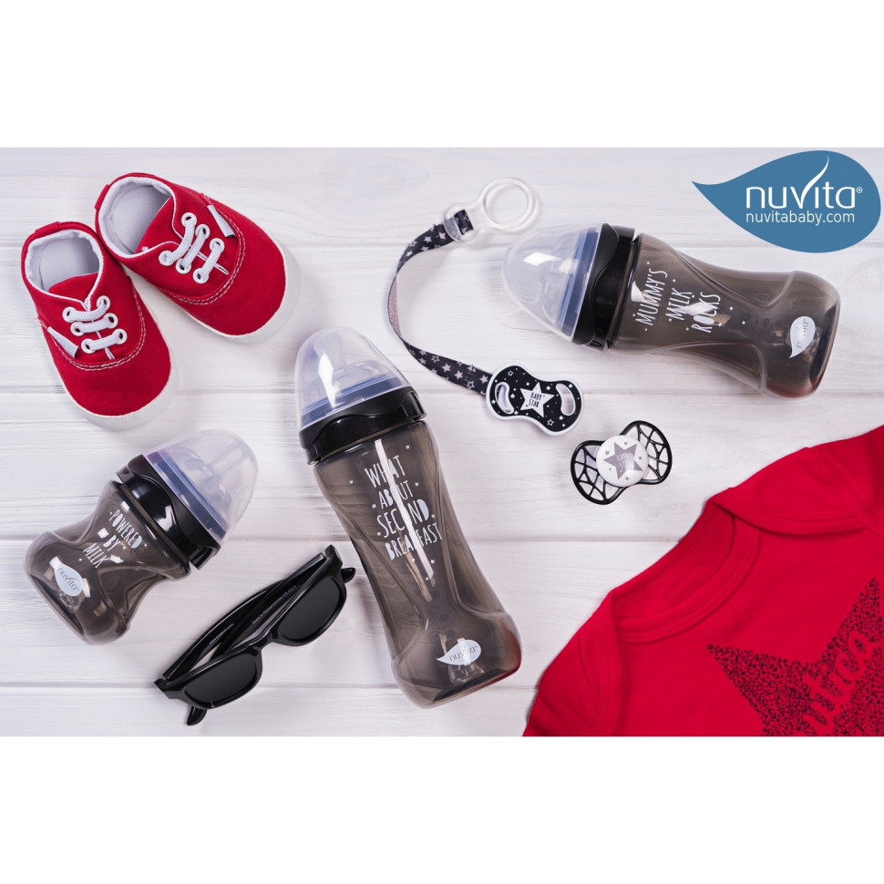 Дитяча пляшечка Nuvita 6032 Mimic Cool 250мл 3+ Антиколікова чорна NV6032BLACK