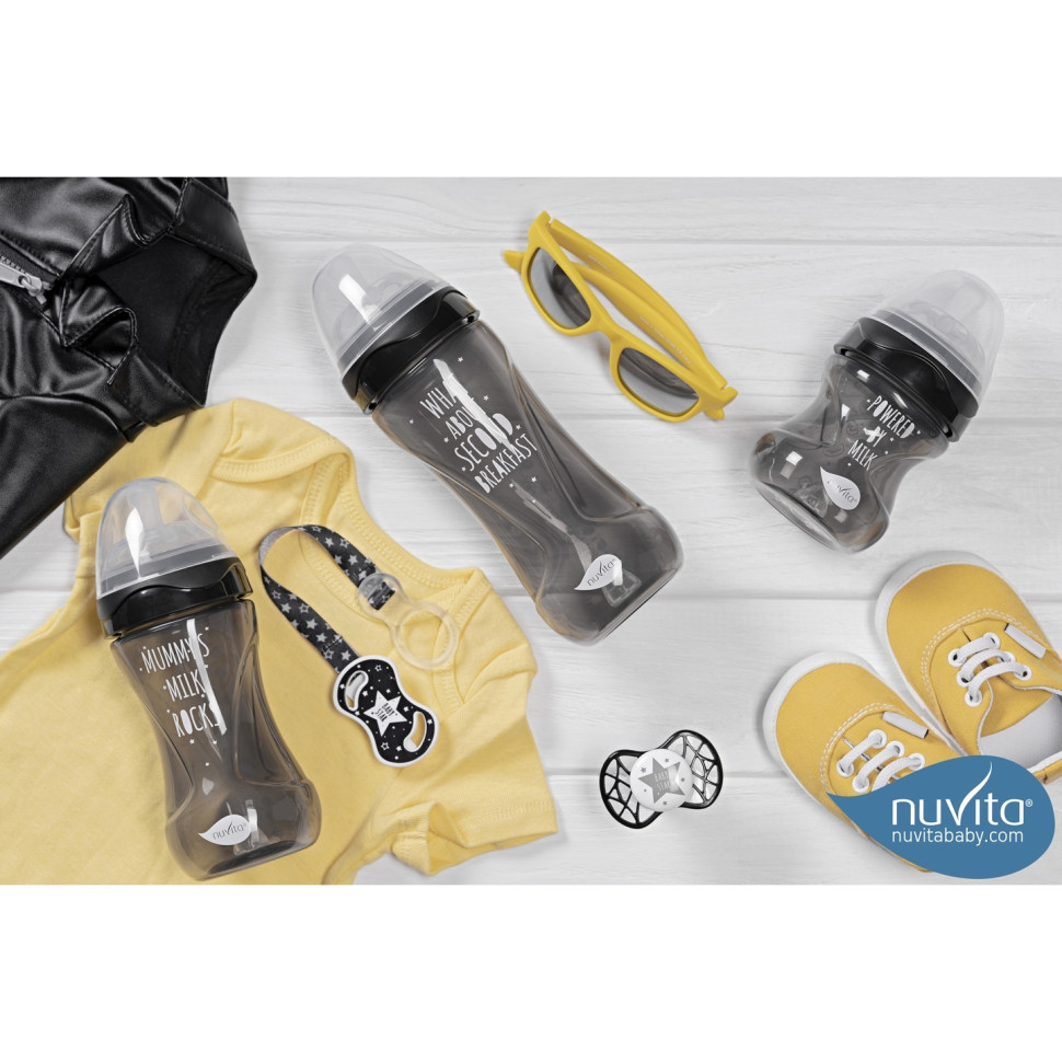 Дитяча пляшечка Nuvita 6032 Mimic Cool 250мл 3+ Антиколікова чорна NV6032BLACK