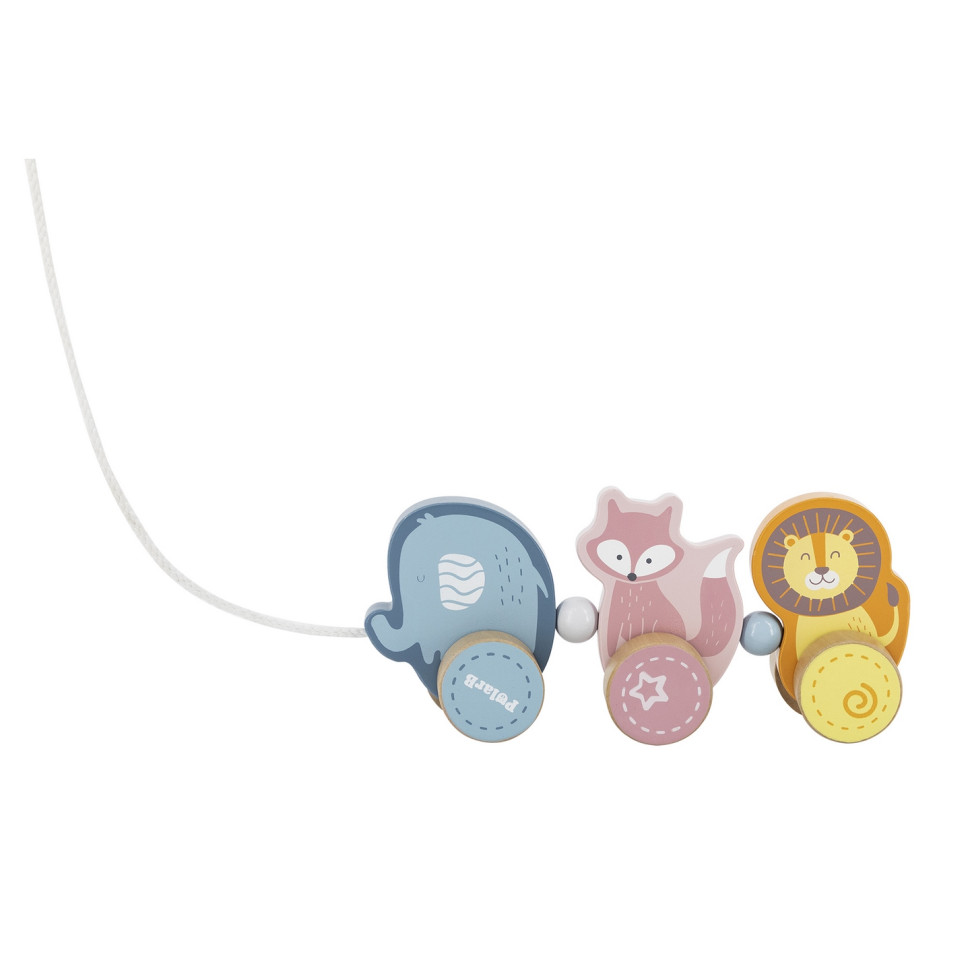 Деревянная каталка Зверята Viga Toys PolarB 44023 с шнурком
