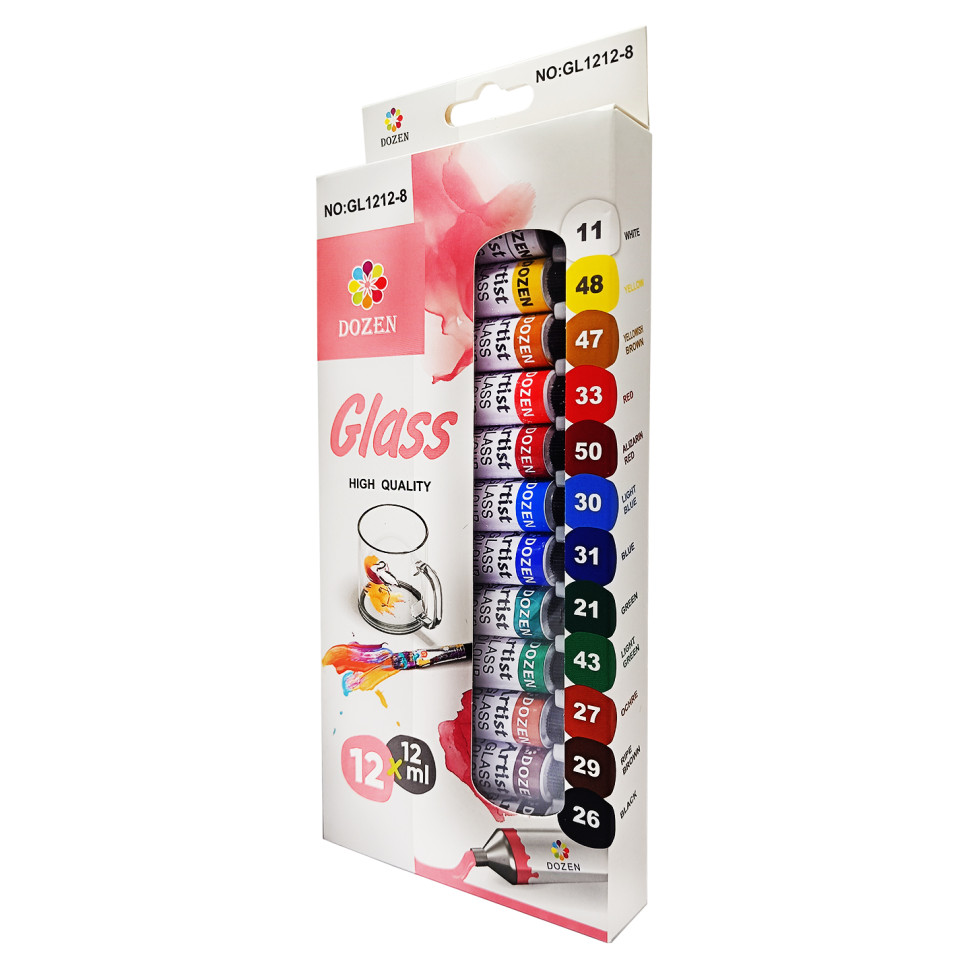 Набір фарб для скла та кераміки Bambi DSCN0678, 12 мл 12 шт