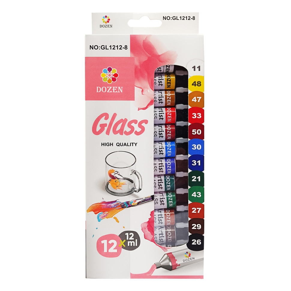 Набір фарб для скла та кераміки Bambi DSCN0678, 12 мл 12 шт