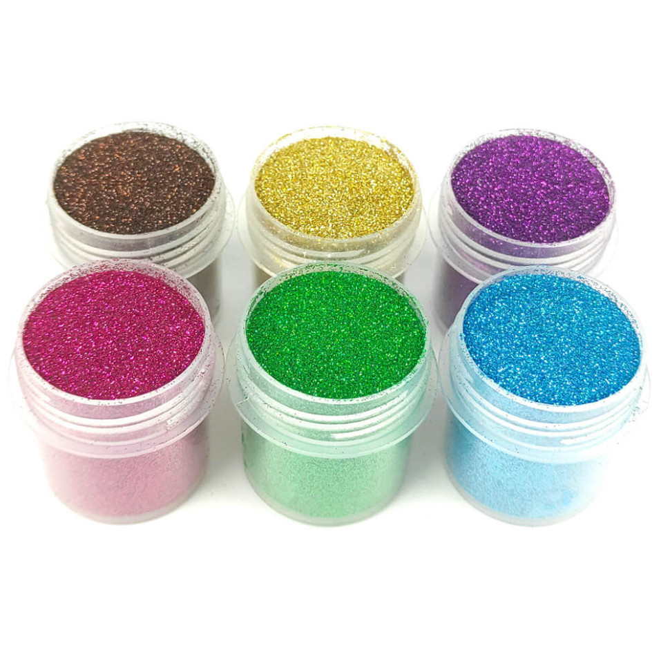 Набір гліттера для біо-тату «№1 Великий» Fresh Tattoo glitter-set-big-6x-2, 6 кольорів по 12 мл