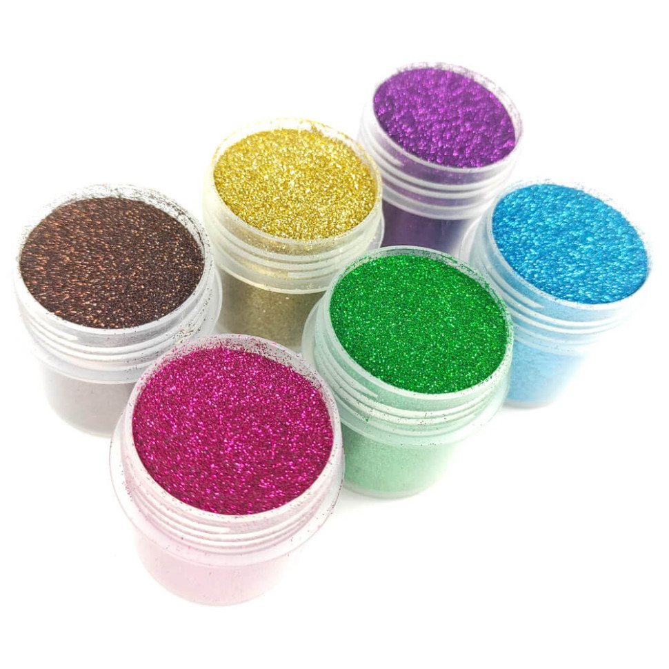 Набір гліттера для біо-тату «№1 Великий» Fresh Tattoo glitter-set-big-6x-2, 6 кольорів по 12 мл