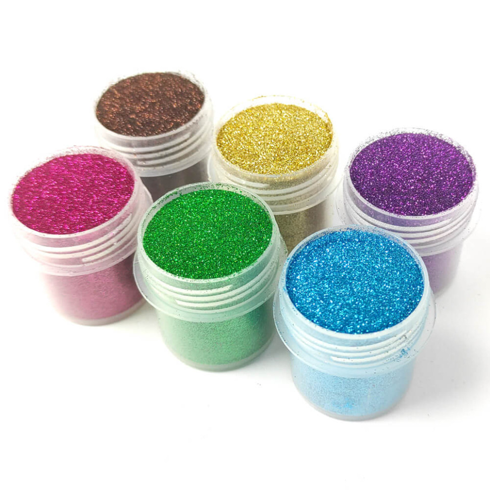 Набір гліттера для біо-тату «№1 Великий» Fresh Tattoo glitter-set-big-6x-2, 6 кольорів по 12 мл