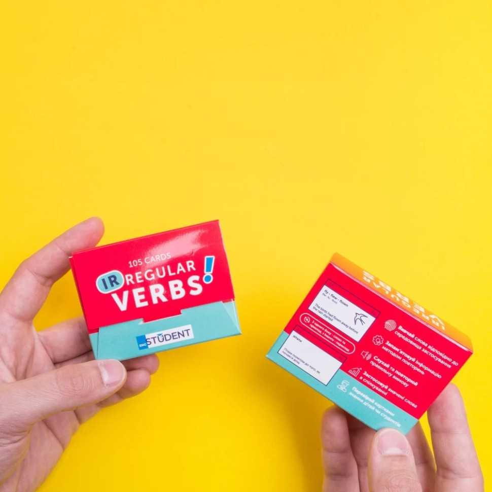 Картки для вивчення англійської мови IRREGULAR VERBS English Student 591225952 англ-укр 105 карток