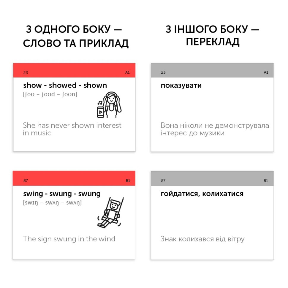 Картки для вивчення англійської мови IRREGULAR VERBS English Student 591225952 англ-укр 105 карток