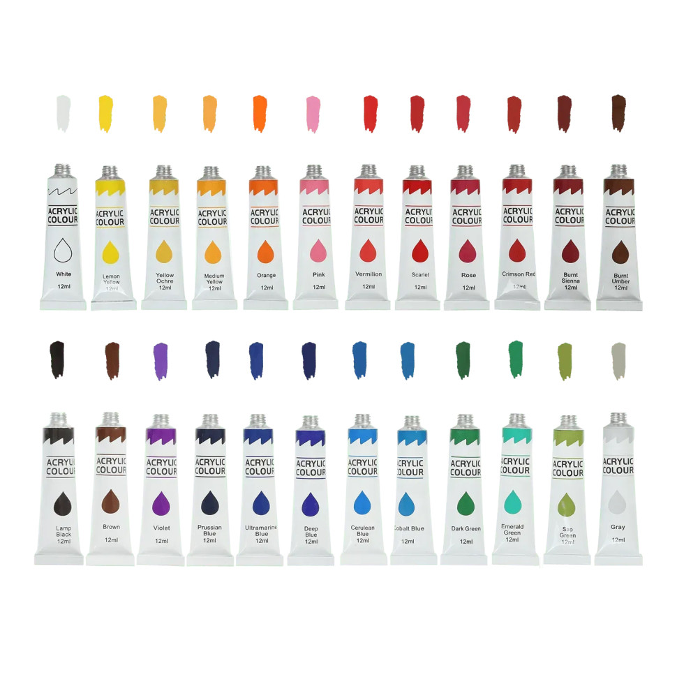 Набір акрилових фарб ArtLine ZiBi ZB.6664, 24 кольори по 12 мл