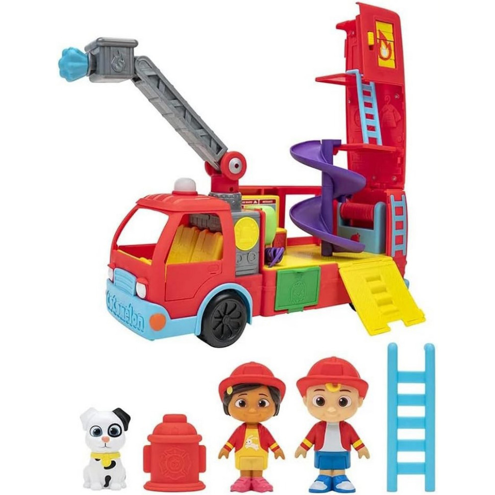 Игровой набор Feature Vehicle Пожарная машина-трансформер CoComelon CMW0220 с аксессуарами