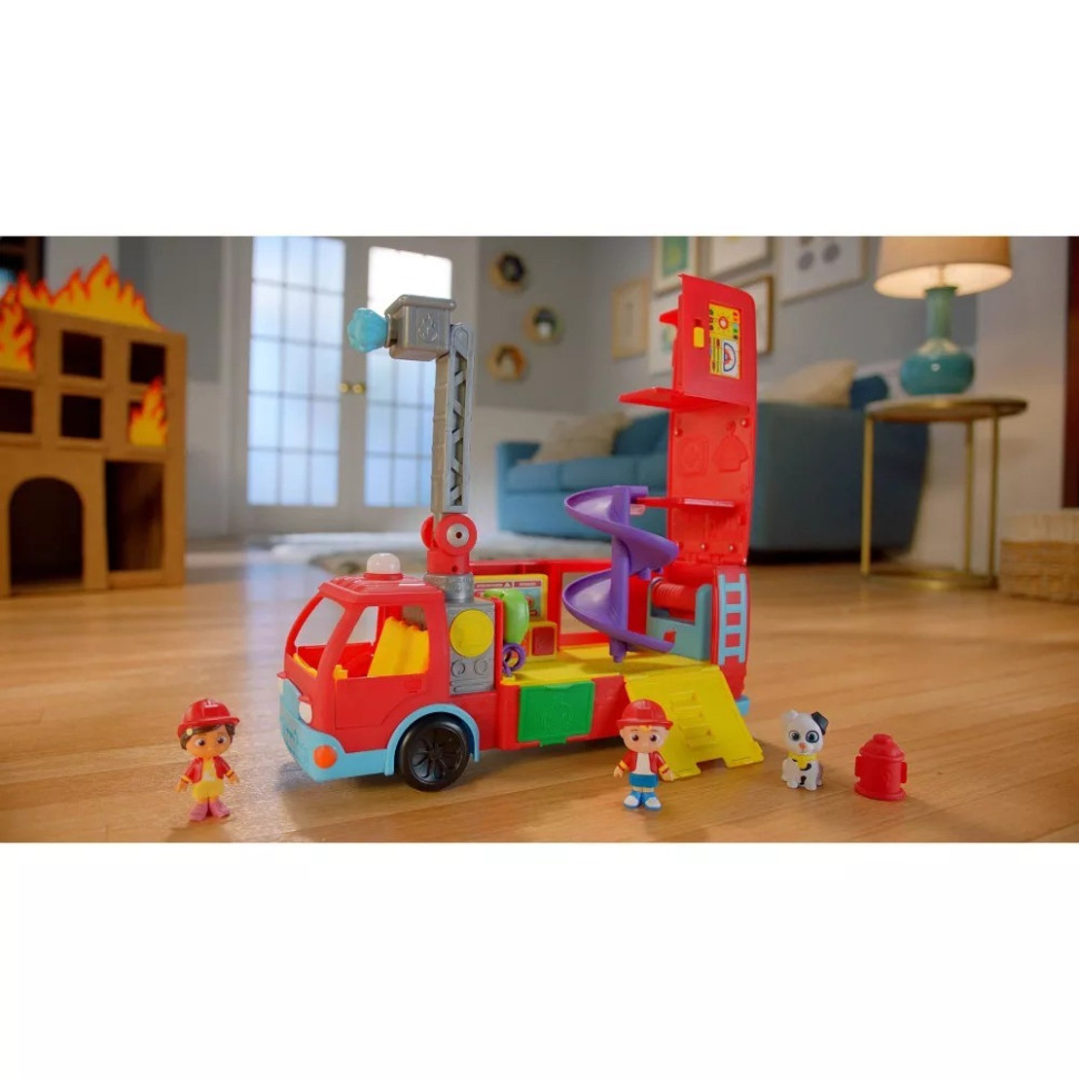 Игровой набор Feature Vehicle Пожарная машина-трансформер CoComelon CMW0220 с аксессуарами